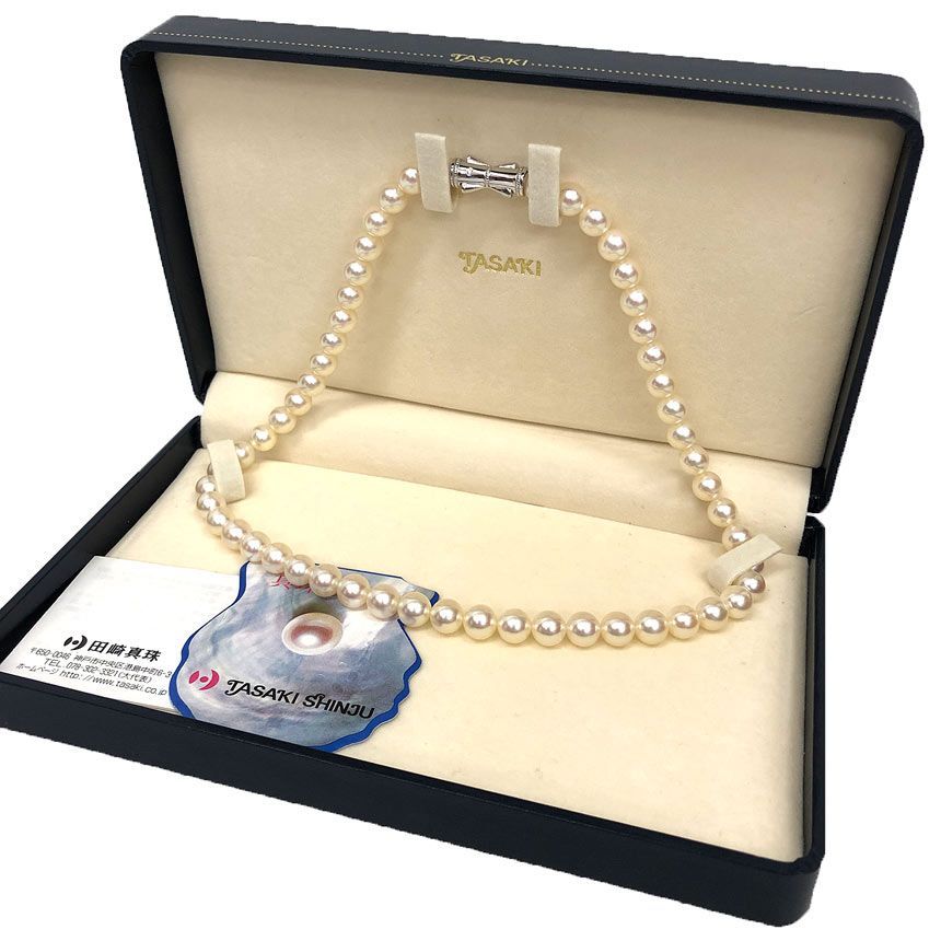 【未使用級】TASAKI アコヤパール ネックレス セット 7.5㎜ K18WG TASAKI 田崎 タサキ パールネックレス 7.5～7.9mm玉 54玉 一連 アコヤ