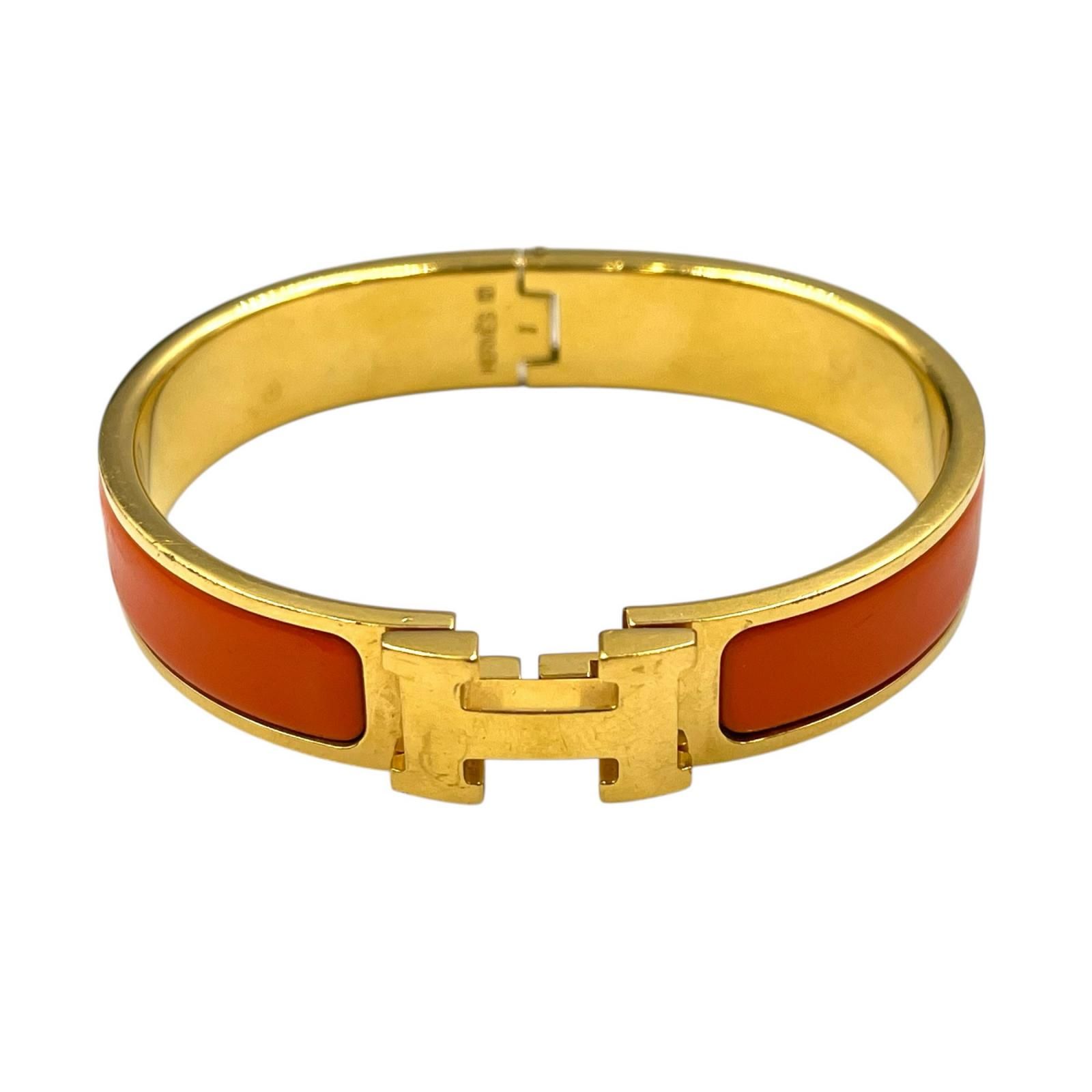 エルメス HERMES ブレスレット エナメルブレスレット クリックH バングル メタル オランジュ・フルイテ レディース