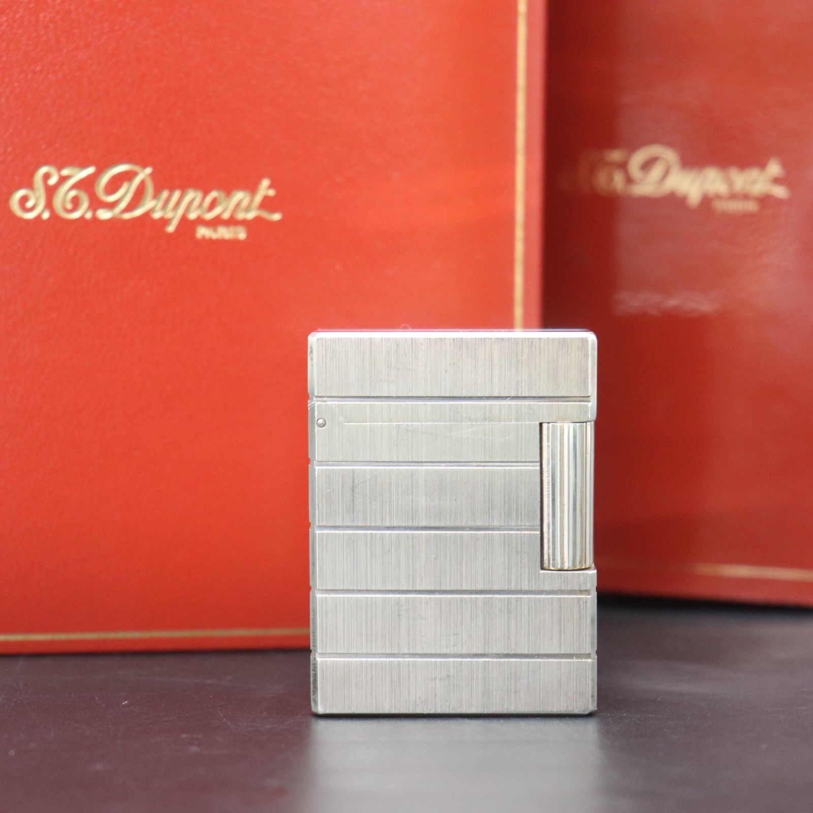 B-33】 S.T.Dupont デュポン ライン2 シルバーカラー ガスライター 