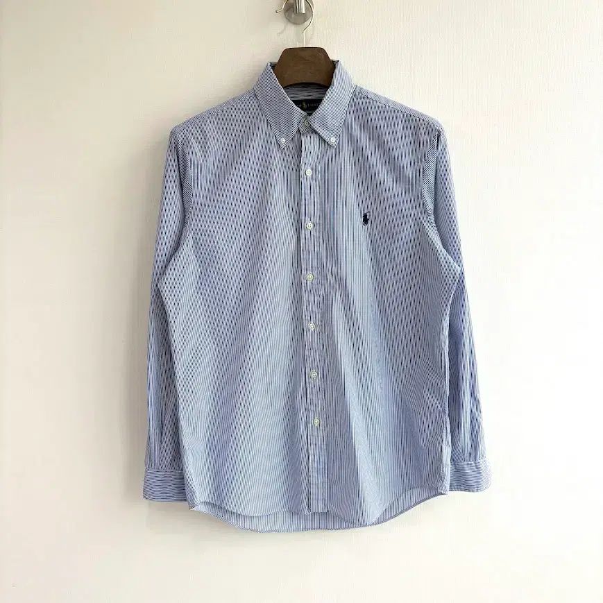 ポロ ブルー ストライプ シャカシャカ素材 シャツ