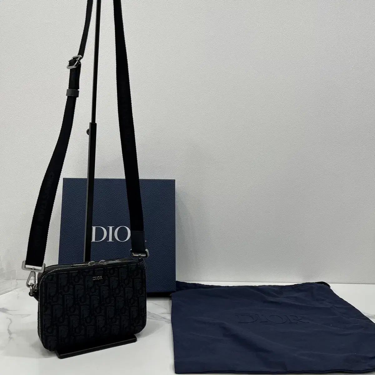 新品級 Dior オブリーク ストラップ ポーチ ブラック