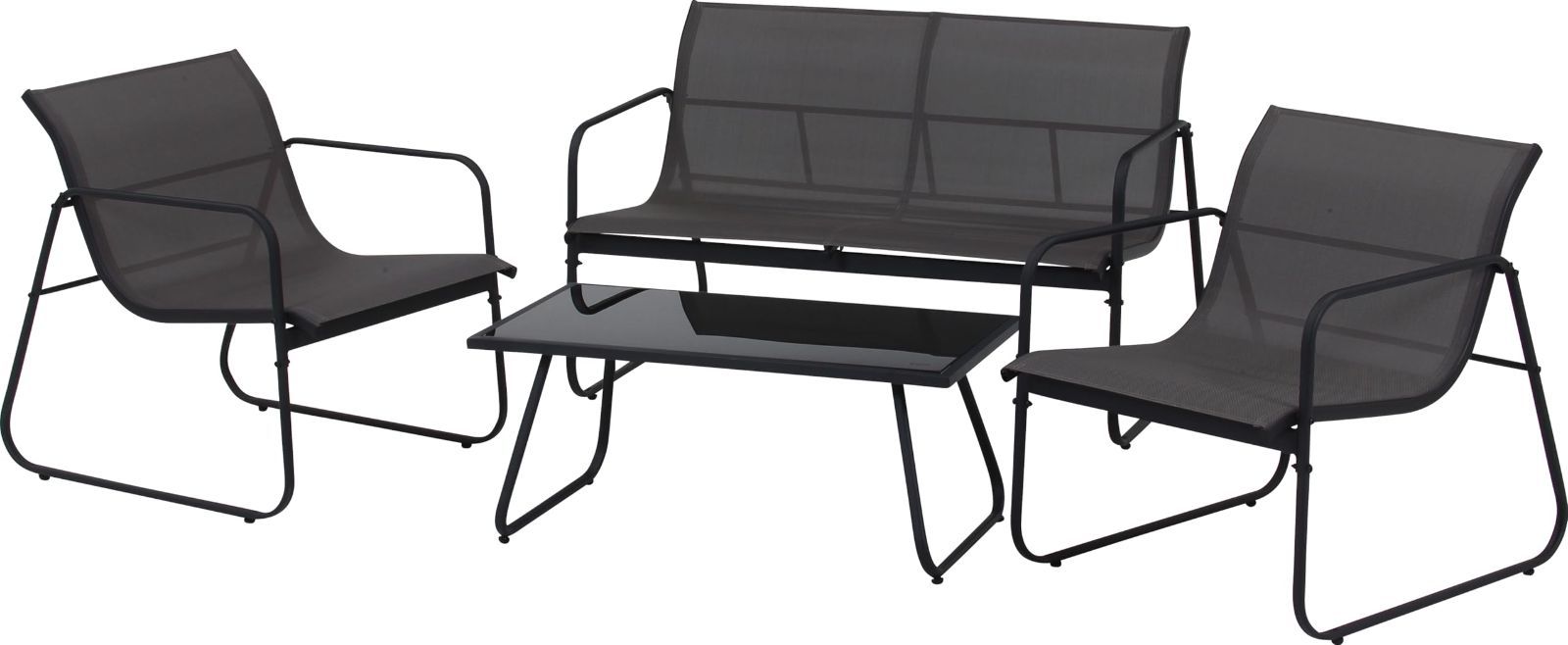 在庫処分 耐候性 通気性 外用 テラス セット バルコニー ソファ 屋外家具 チェア テーブル Astoria 4点セット グレー ガーデンソファ 51048 不二貿易