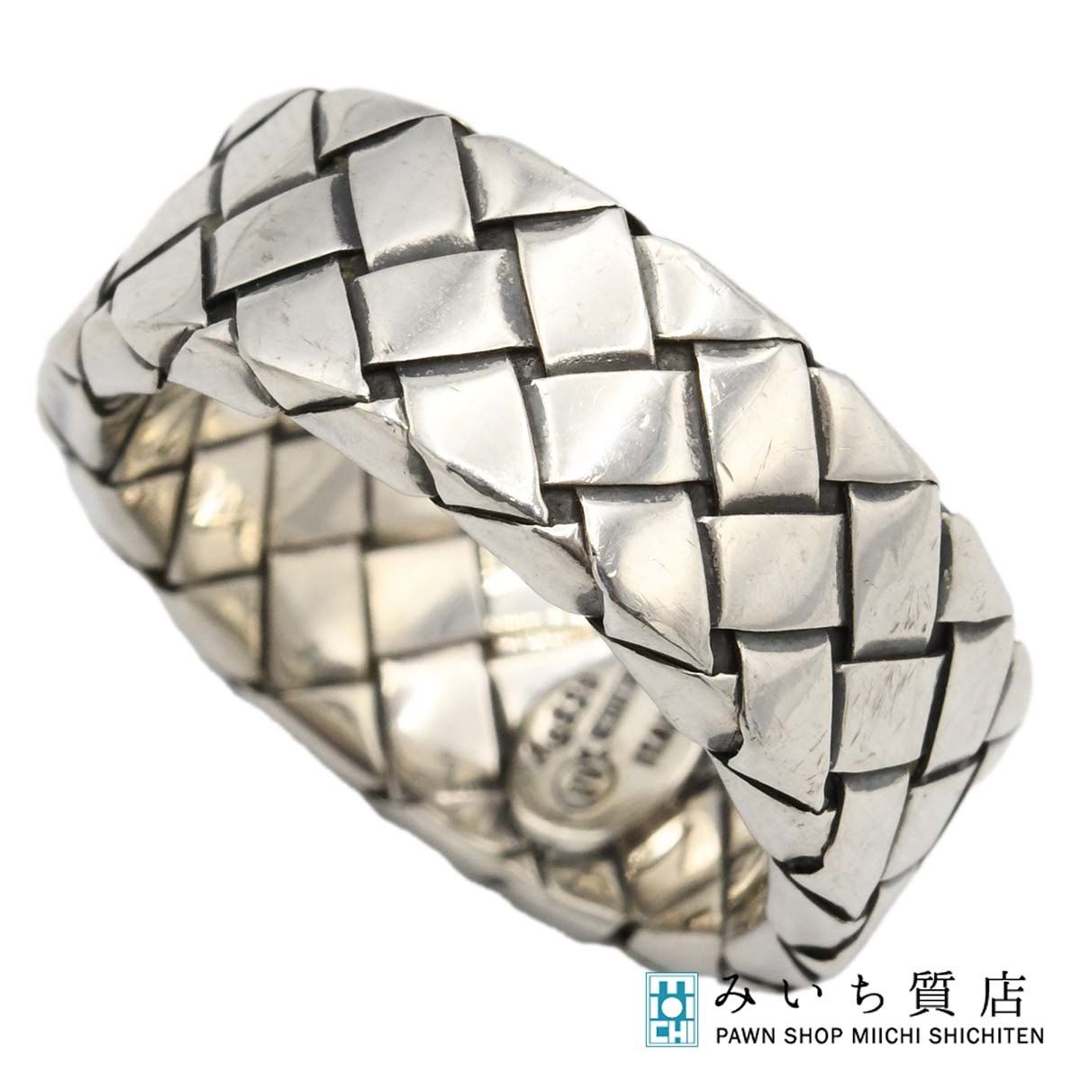 BOTTEGA VENETA ボッテガヴェネタ イントレチャート リング 指輪 925 シルバー 約11号 約8.3g アクセサリー H21893