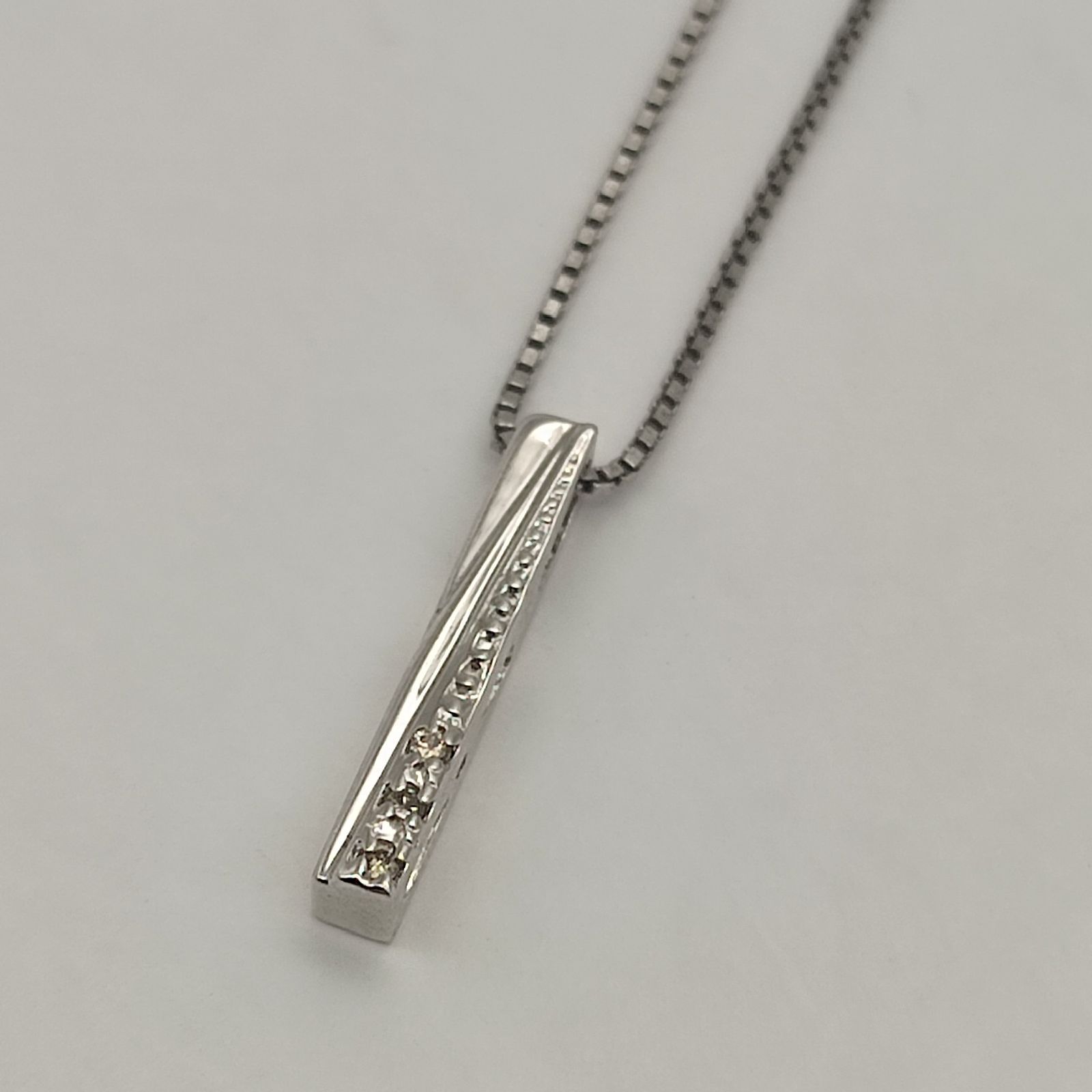 美品】スティックデザインダイヤネックレス 0.03ct SILVER シルバー925 
