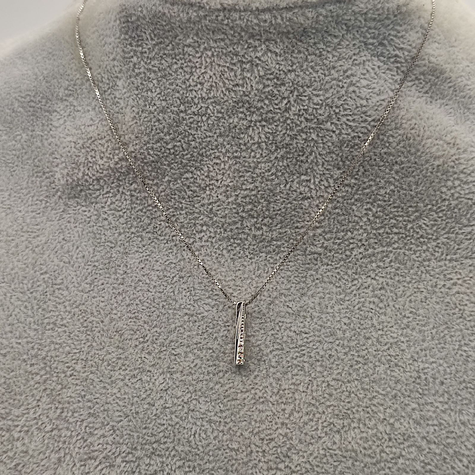 美品】スティックデザインダイヤネックレス 0.03ct SILVER シルバー925 