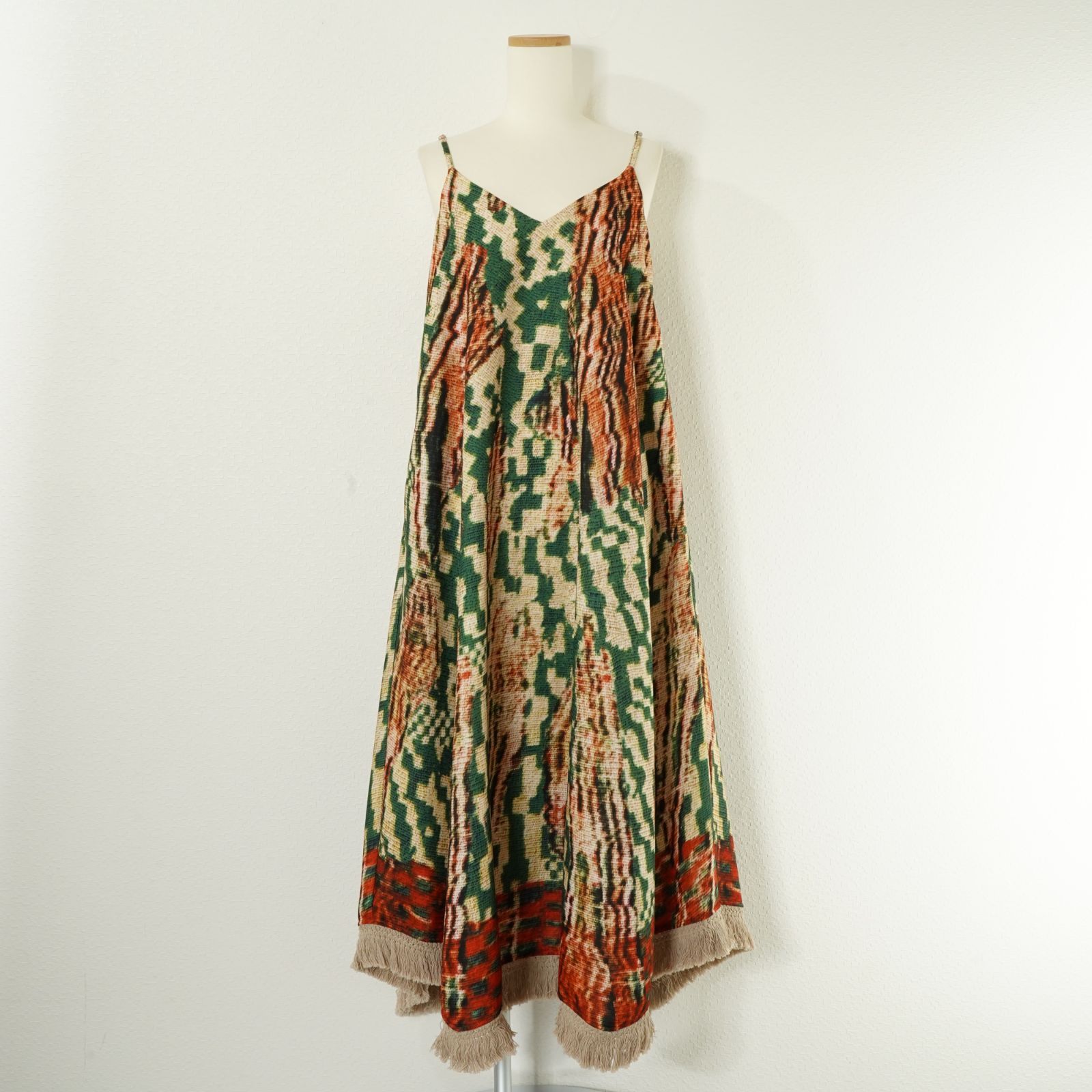 AMERI アメリ MEDI EXOTIC PATTERN CAMISOLE DRESS ロング ドレス ワンピース フリンジ