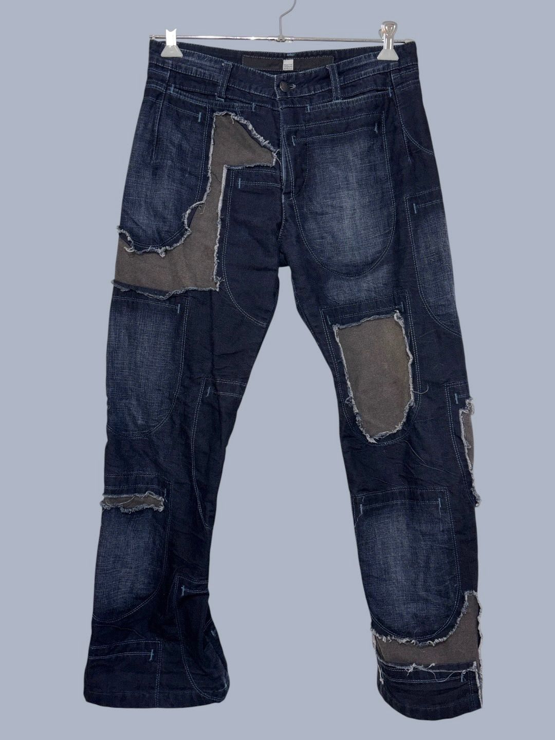 00s Girbaud Flare Boots Cut Denim W31 マリテフランソワ ジルボー パッチワーク フレアデニム ジーンズ ブーツカット 再構築 古着
