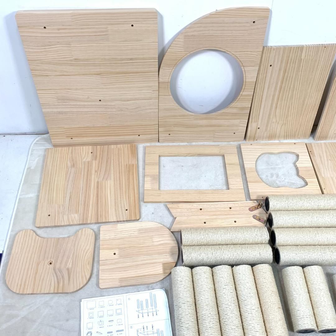 訳あり新品 キャットタワー 透明宇宙船 据え置き おしゃれ 木製1865