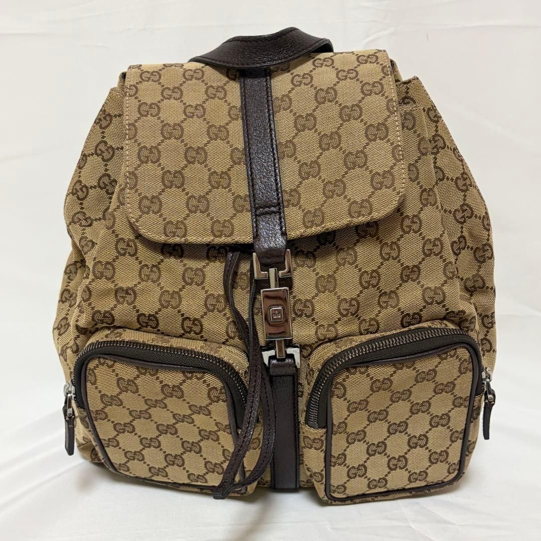 GUCCI グッチ バックパック リュックサック ジャッキー GGキャンバス レザー ベージュ ブラウン 114552 良品