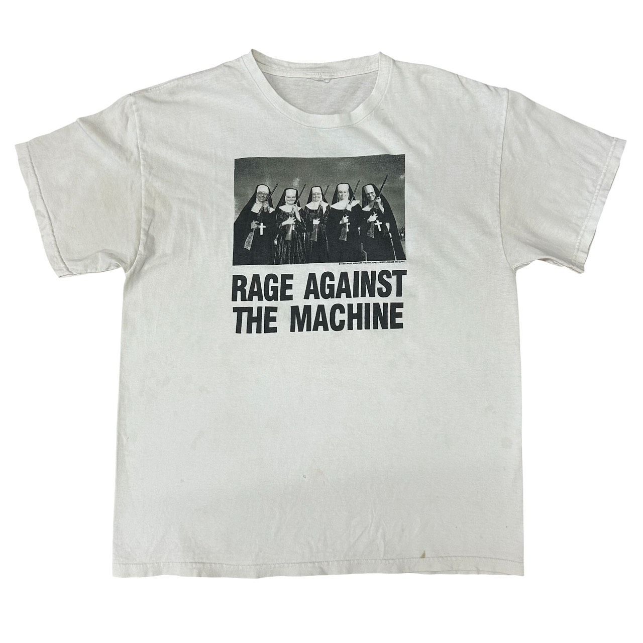 90s Rage Against The Machine RATM フォトプリント Tシャツ ホワイト バンドT Fits L