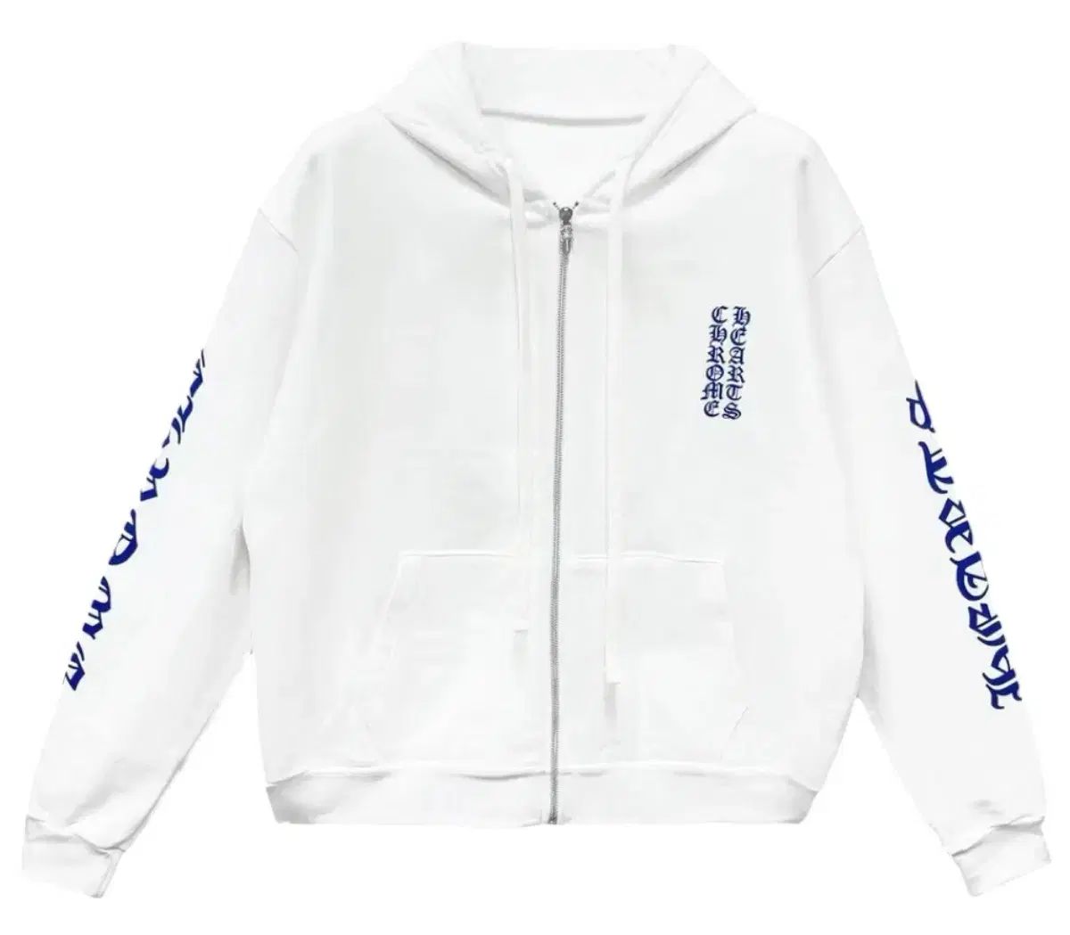 CHROME HEARTS クロムハーツ フードジップアップ (白 ブルー) L
