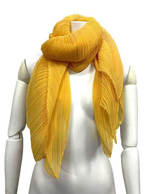 【中古】【中古】PLEATS PLEASE ISSEY MIYAKE　プリーツプリーズ　服飾小物　ストール　イエロー　日本製＿S23＿セルモアから出品＿s-1030-r23