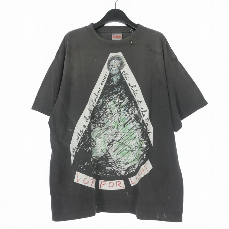 セントマイケル SAINTMICHAEL 26SS JR_SS T-SHIRT VOTE F LIGHT プリントTシャツ カットソー 半袖 L ブラック 黒 SM-MK8-0000-C01