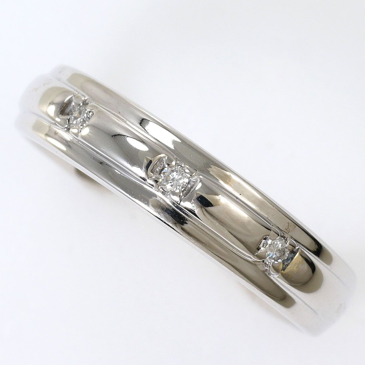 K10WG リング・指輪 9.5号 ダイヤモンド 0.03ct 総重量約2.7g