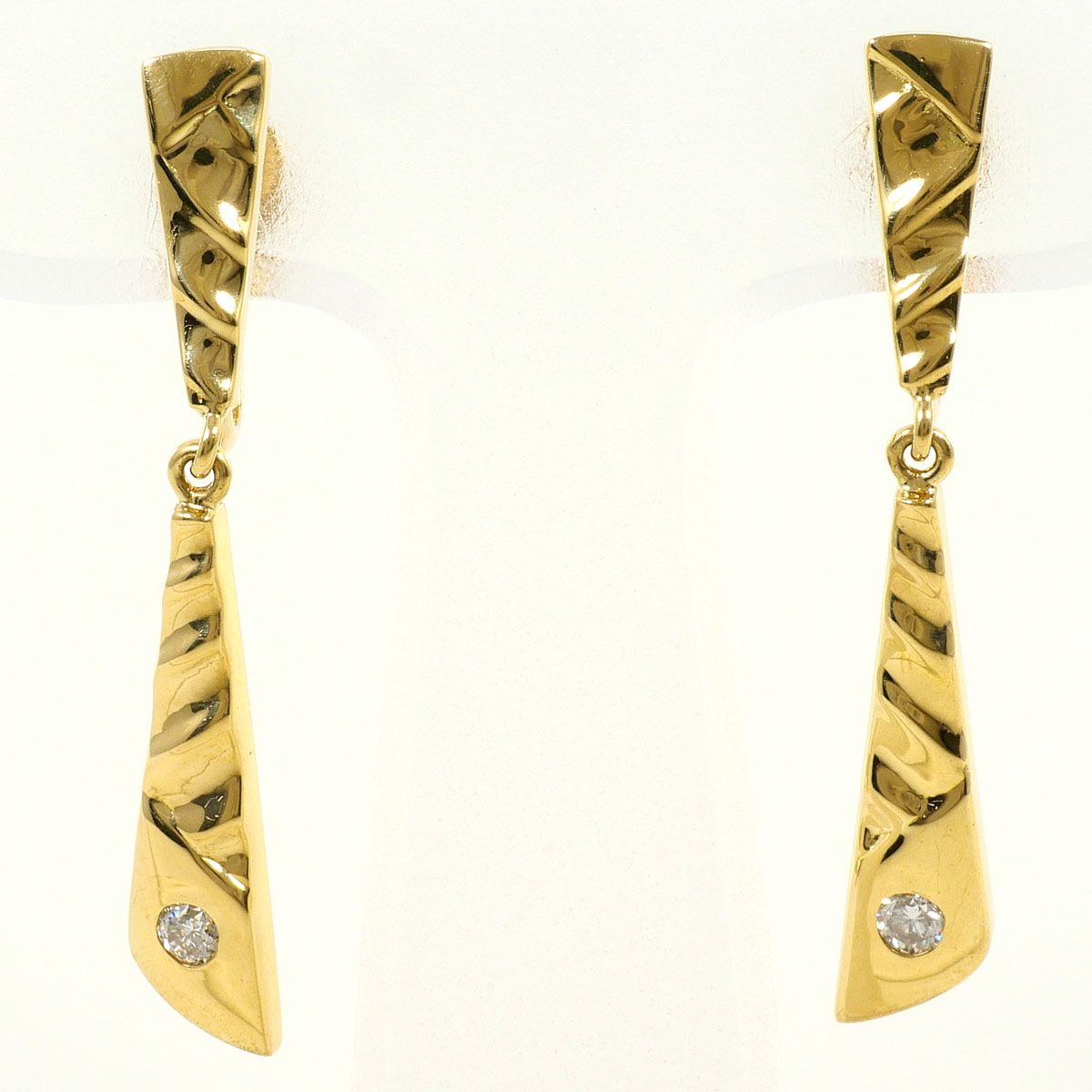 K18YG イヤリング clip-on earrings ダイヤモンド 0.05cct カード鑑別書 総重量約5.2g