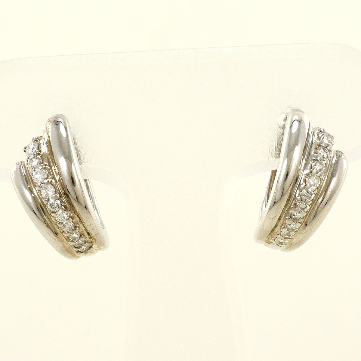 K18WG イヤリング clip-on earrings ダイヤモンド 0.13ct カード鑑別書 総重量約4.8g