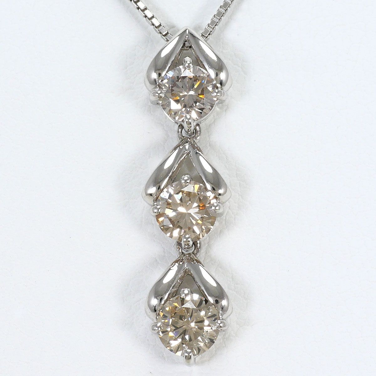 PT900/プラチナ PT850/プラチナ ネックレス ブラウンダイヤモンド 1.00ct カード鑑別書 総重量約3.9g 約40cm