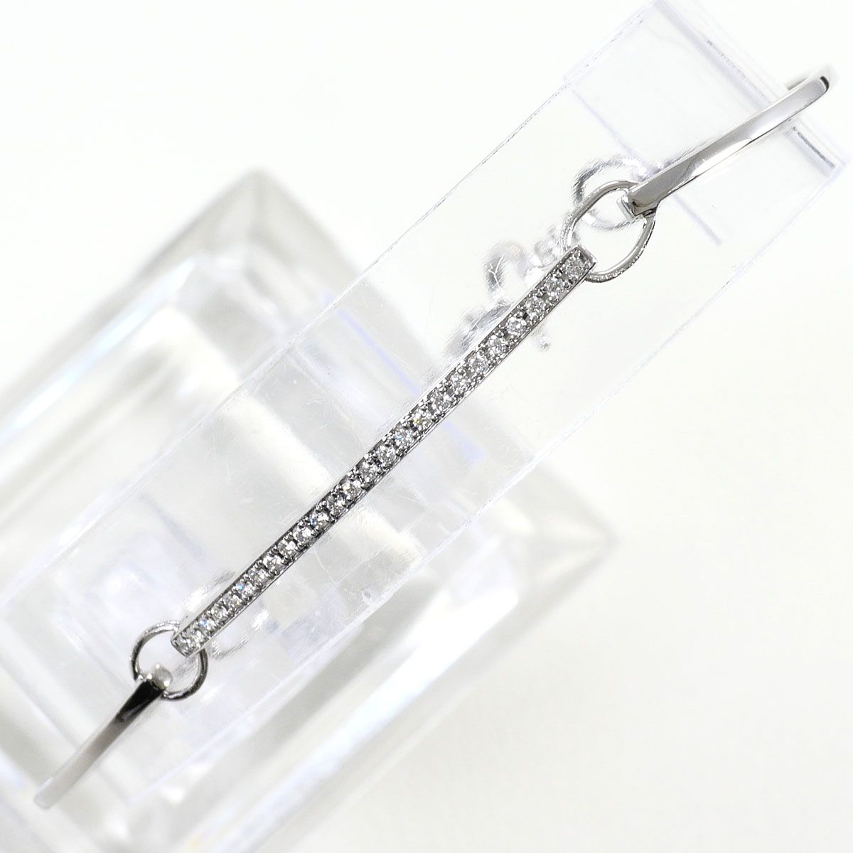 K18WG ブレスレット ダイヤモンド 0.15ct カード鑑別書 総重量約4.0g 約18.5cm