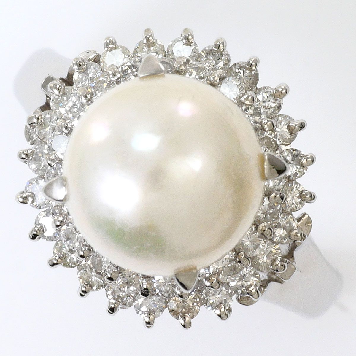PT900/プラチナ リング・指輪 11.5号 アコヤ真珠 ダイヤモンド 0.58ct カード鑑別書 総重量約8.1g