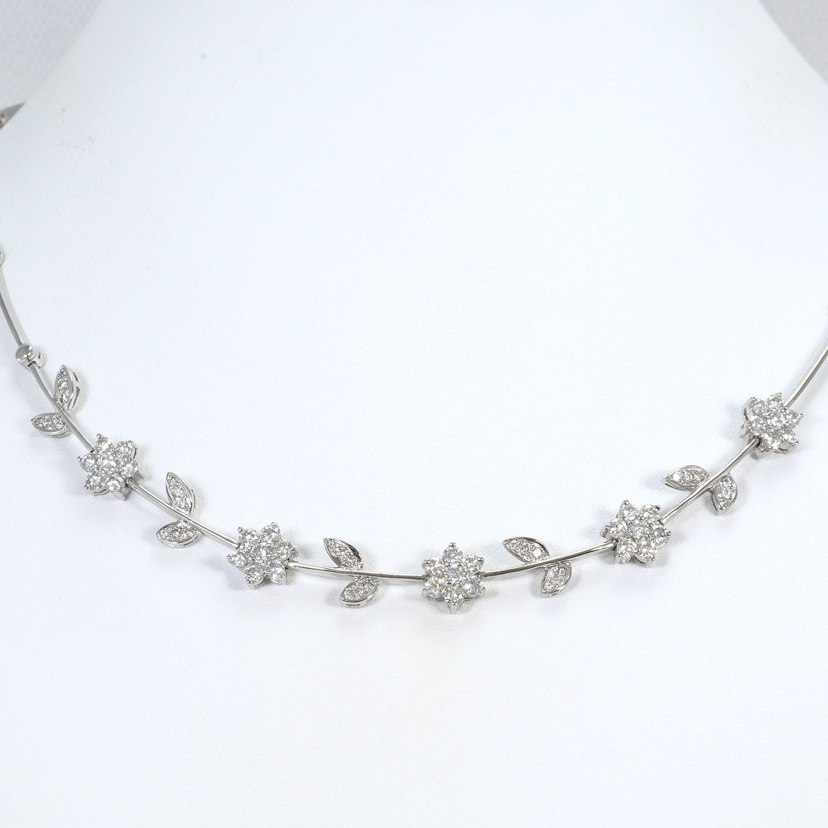 K18WG ネックレス ダイヤモンド 2.10 ct カード鑑別書 総重量約19.0g 約43cm
