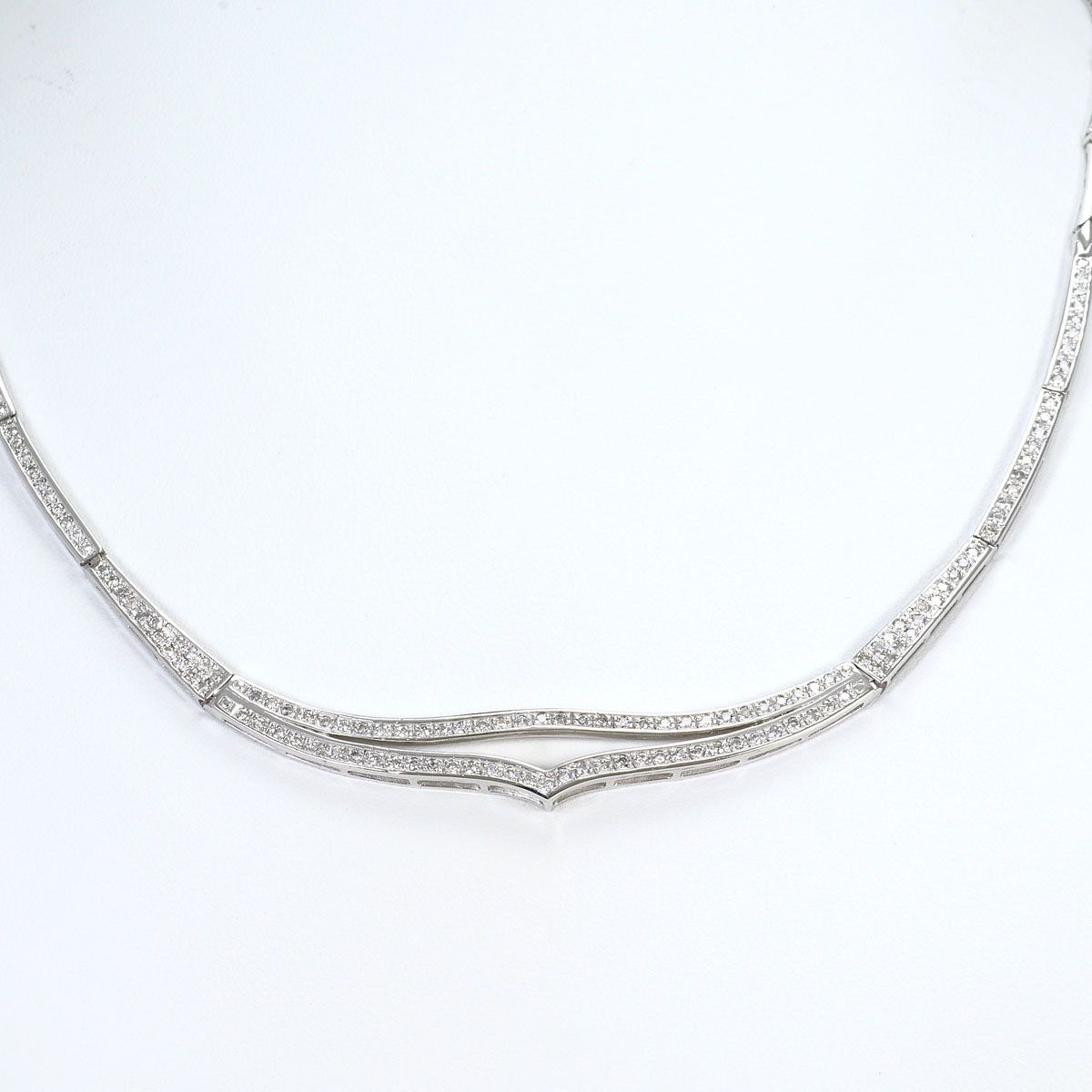 K18WG ネックレス ダイヤモンド 1.00 ct カード鑑別書 総重量約20.8g 約43cm