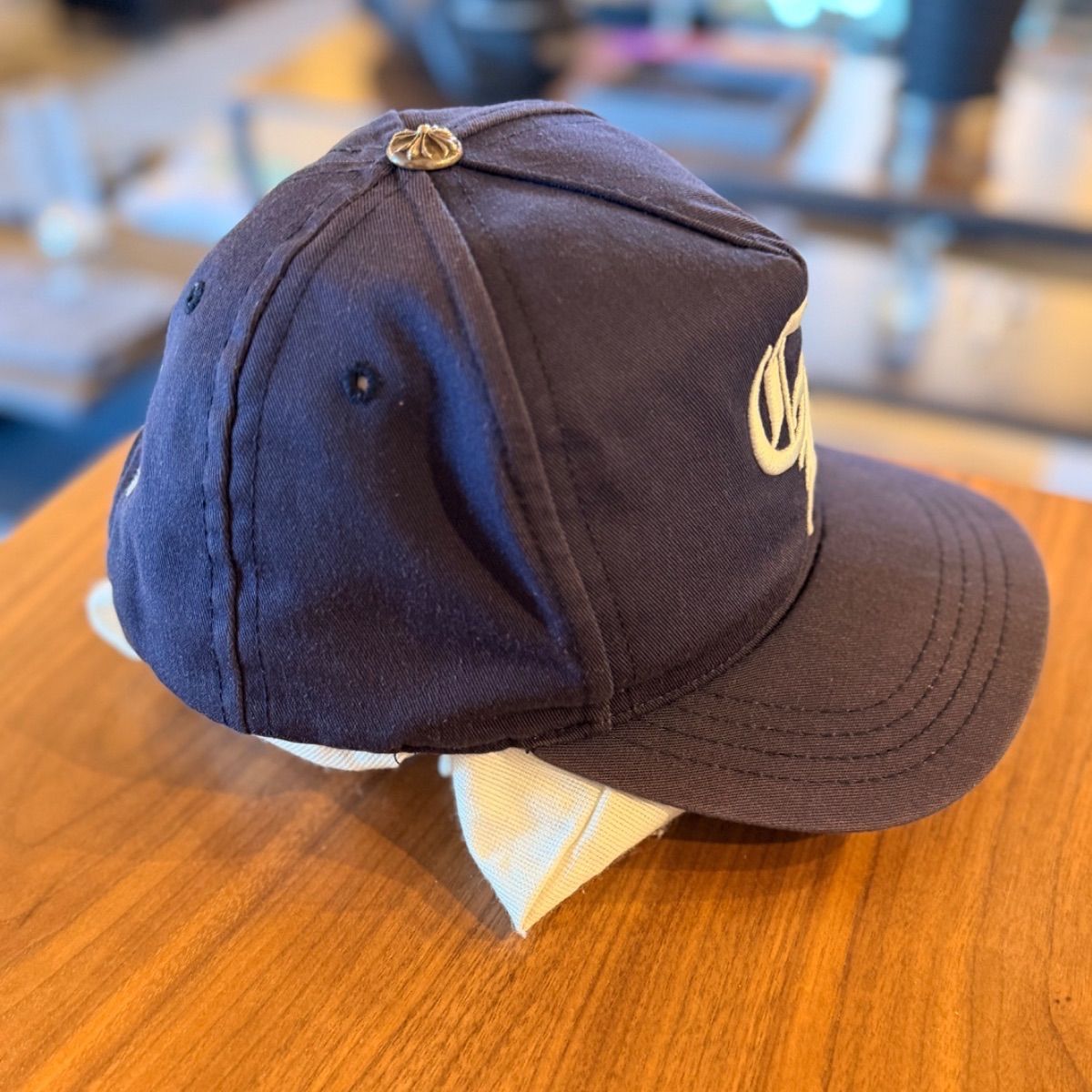 正規 美品】Chrome Hearts クロスボタン キャップ ネイビー シルバー 