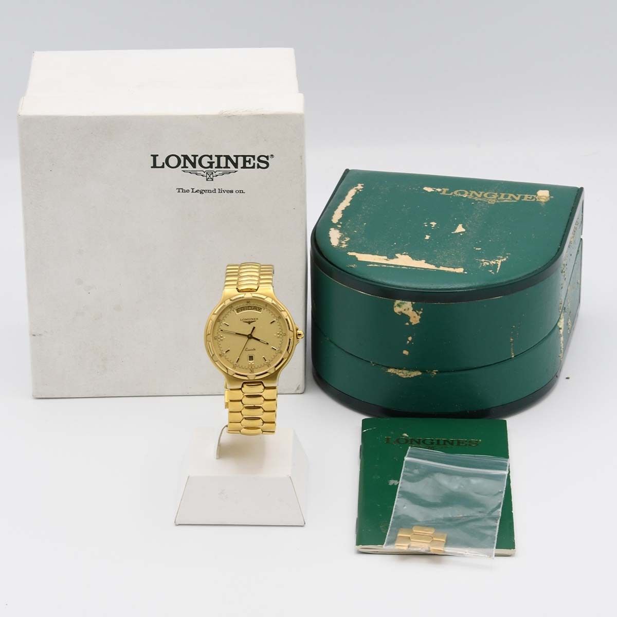 腕時計 稼働 LONGINES ロンジン L1 615 2 クォーツ ゴールド色文字盤 