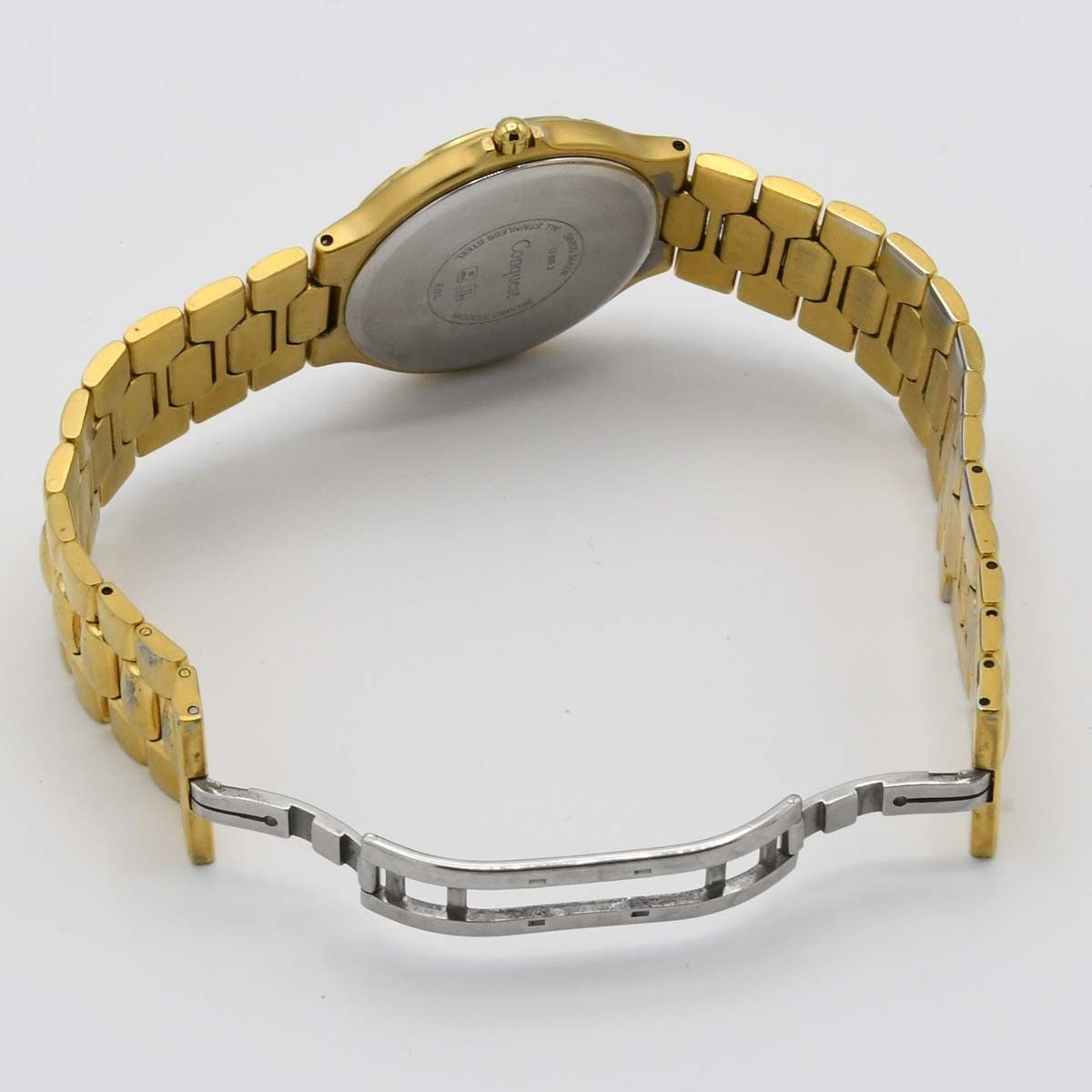 ロンジンLONGINES スクエア ゴールド文字盤 新品電池良品 レディース