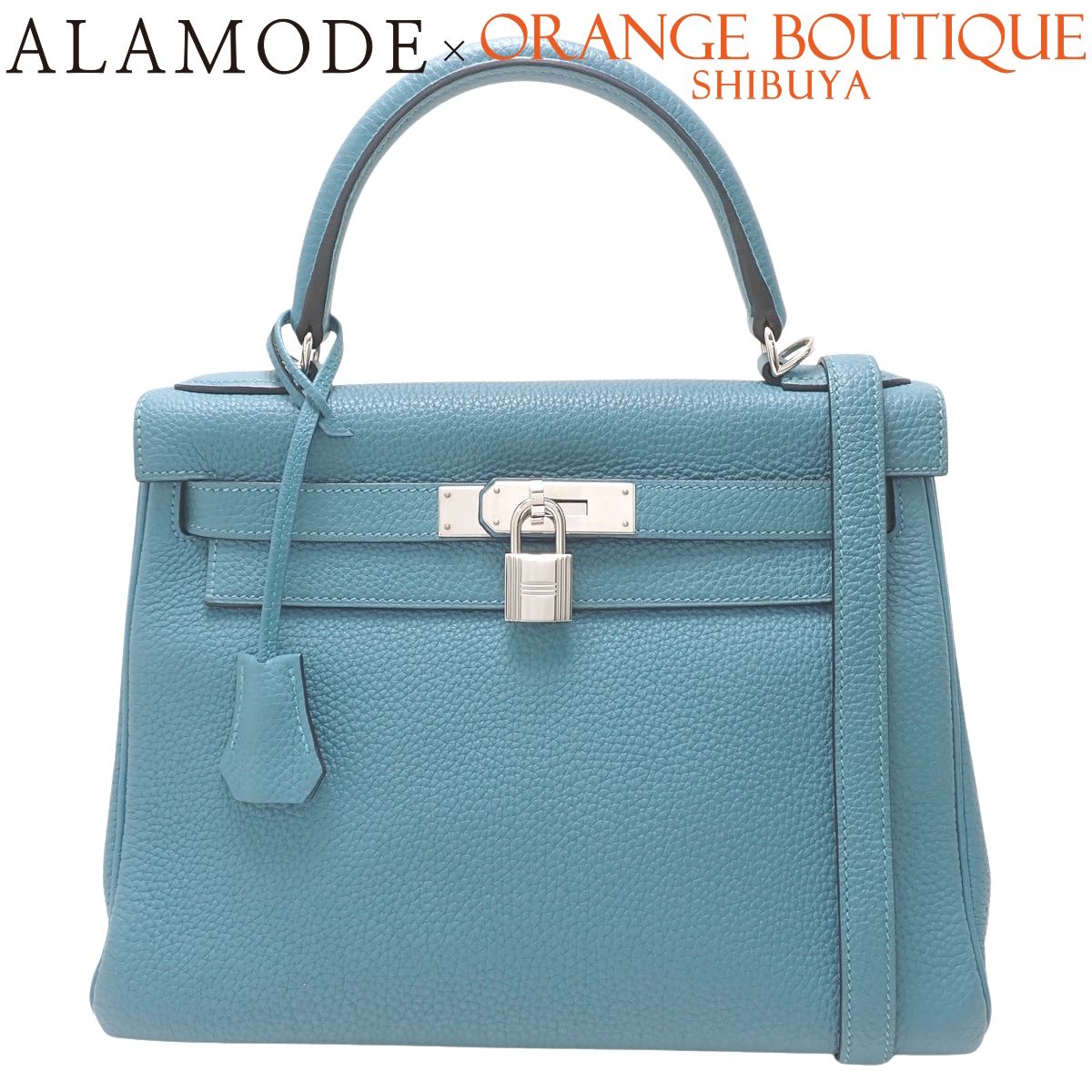 HERMES(エルメス) ケリー28 (内縫い) ブルージーン ブルー青 トゴ パラジウム金具 シルバー金具 □R刻印 ハンドバッグ 2WAY ショルダー 肩掛け レディース 40802196862【中古】【アラモード】