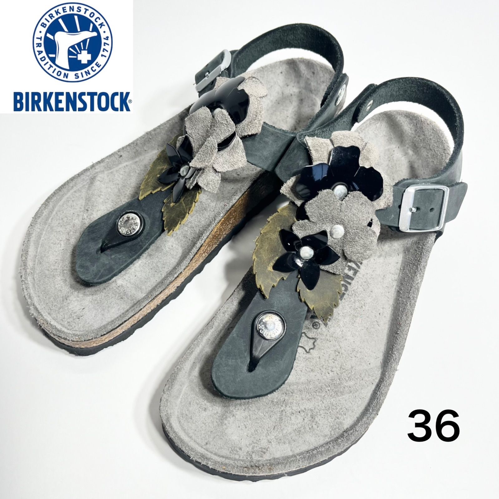 【未使用】BIRKENSTOCK ビルケンシュトック カイロ フラワー レア 36 (23cm) 黒