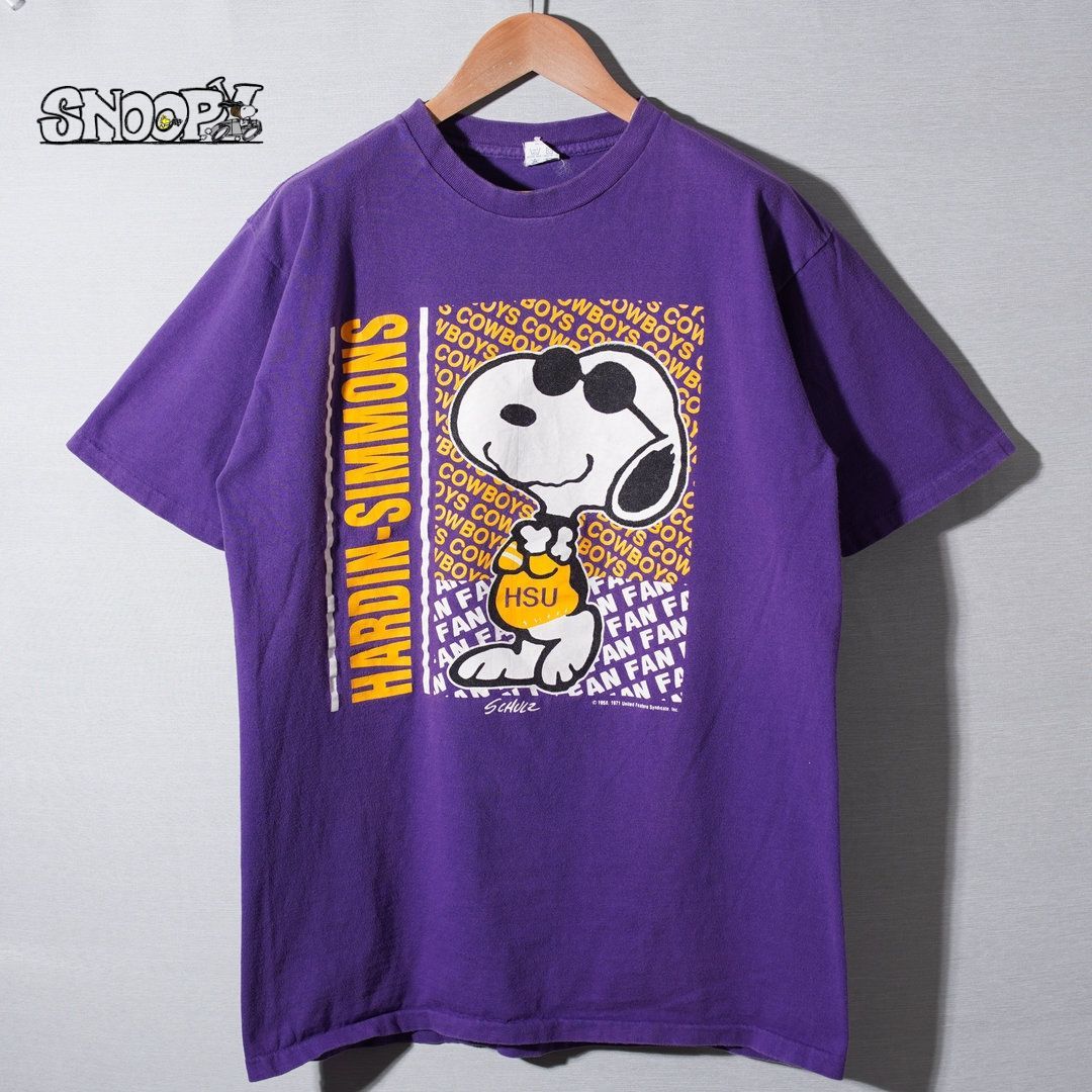 70s USA製 スヌーピー Snoopy Tシャツ L パープル ヴィンテージ