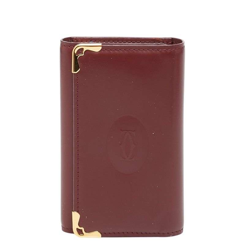 カルティエ マストライン キーケース 6連 ワインレッド ボルドー レザー レディース CARTIER【1-0270454】