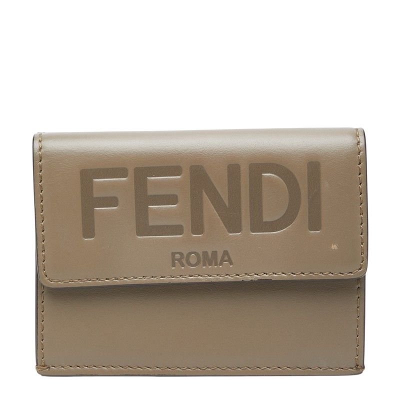フェンディ 三つ折り財布 コンパクトウォレット 8M0395 グレージュ レザー レディース FENDI【1-0271168】