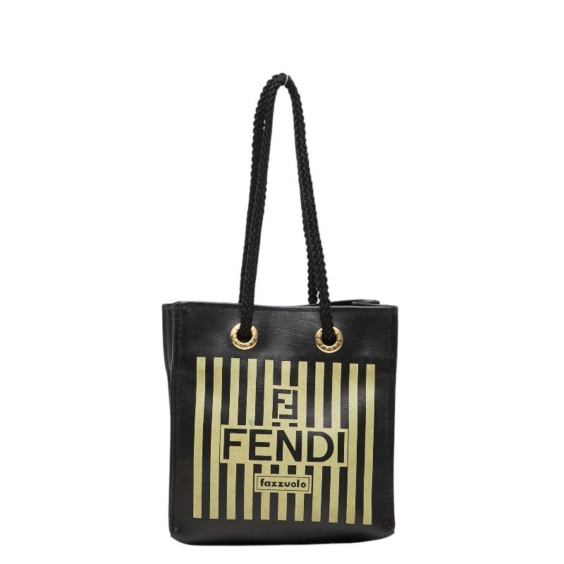 フェンディ Fazzuolo ミニ ハンドバッグ ブラック イエロー レザー レディース FENDI【1-0273994】