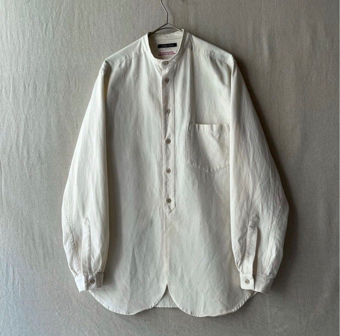 定価4.7万円 FRANK LEDER ベッドリネン バンドカラー シャツ / S