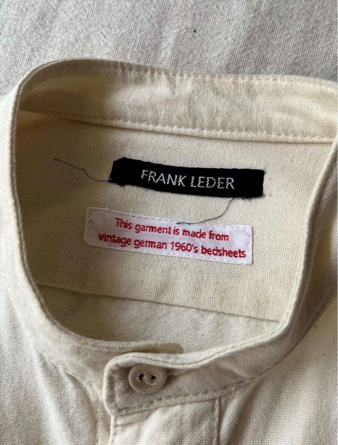 定価4.7万円 FRANK LEDER ベッドリネン バンドカラー シャツ / S