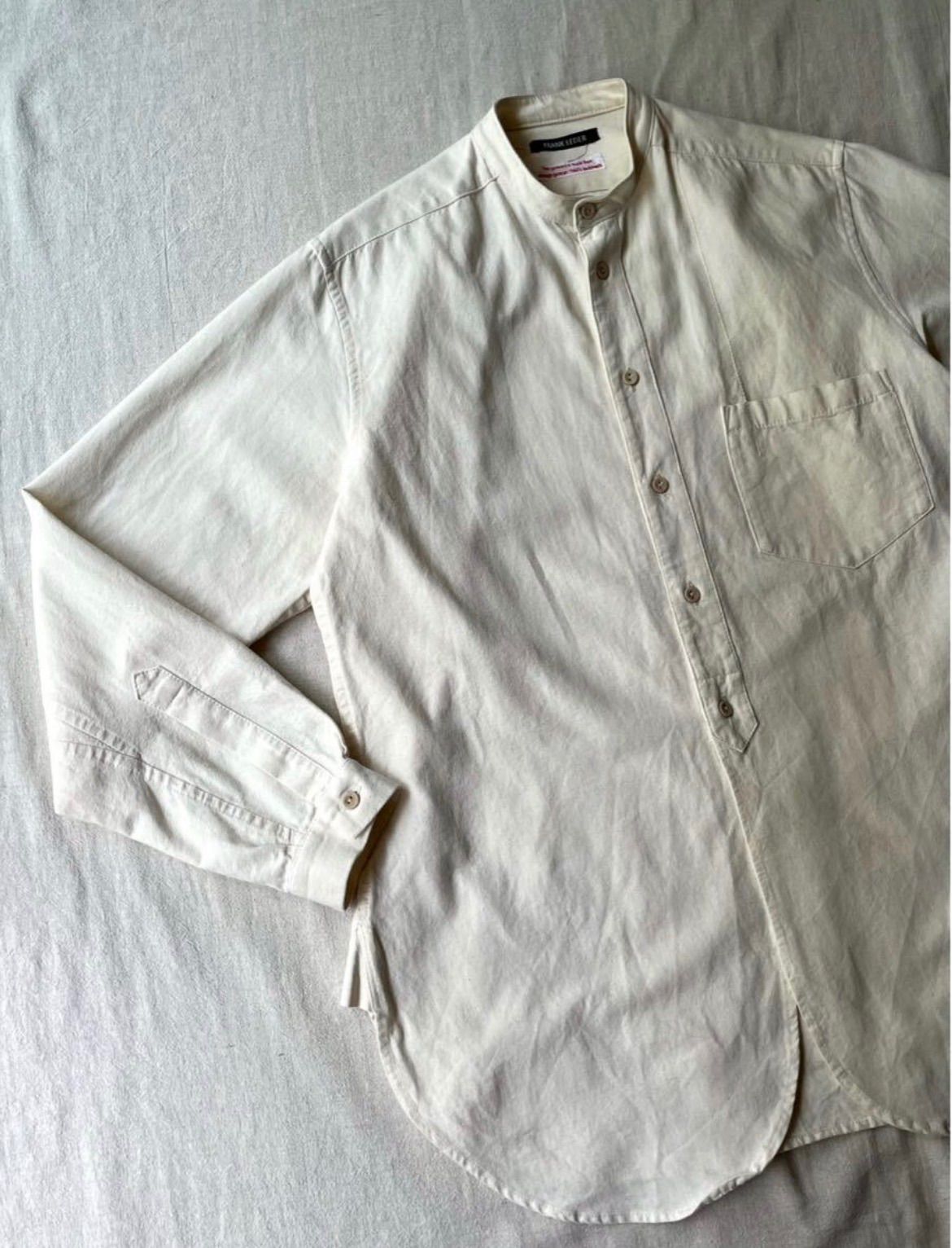 定価4.7万円 FRANK LEDER ベッドリネン バンドカラー シャツ / S
