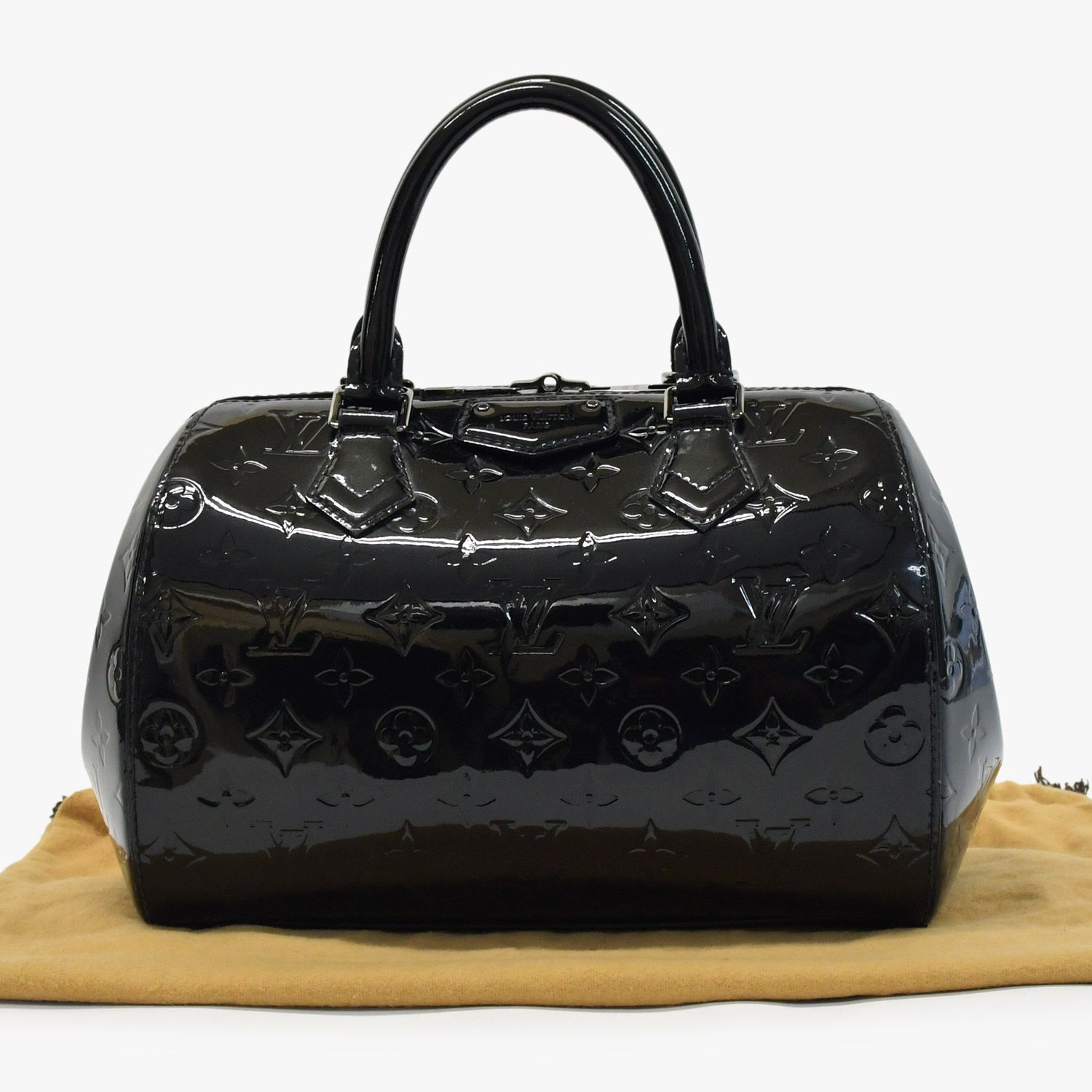 極美品 LOUIS VUITTON ルイヴィトン ハンドバッグ Ｍ90060 ヴェルニ モンタナ ブラック モノグラム ゴールド金具 中古 4a003004