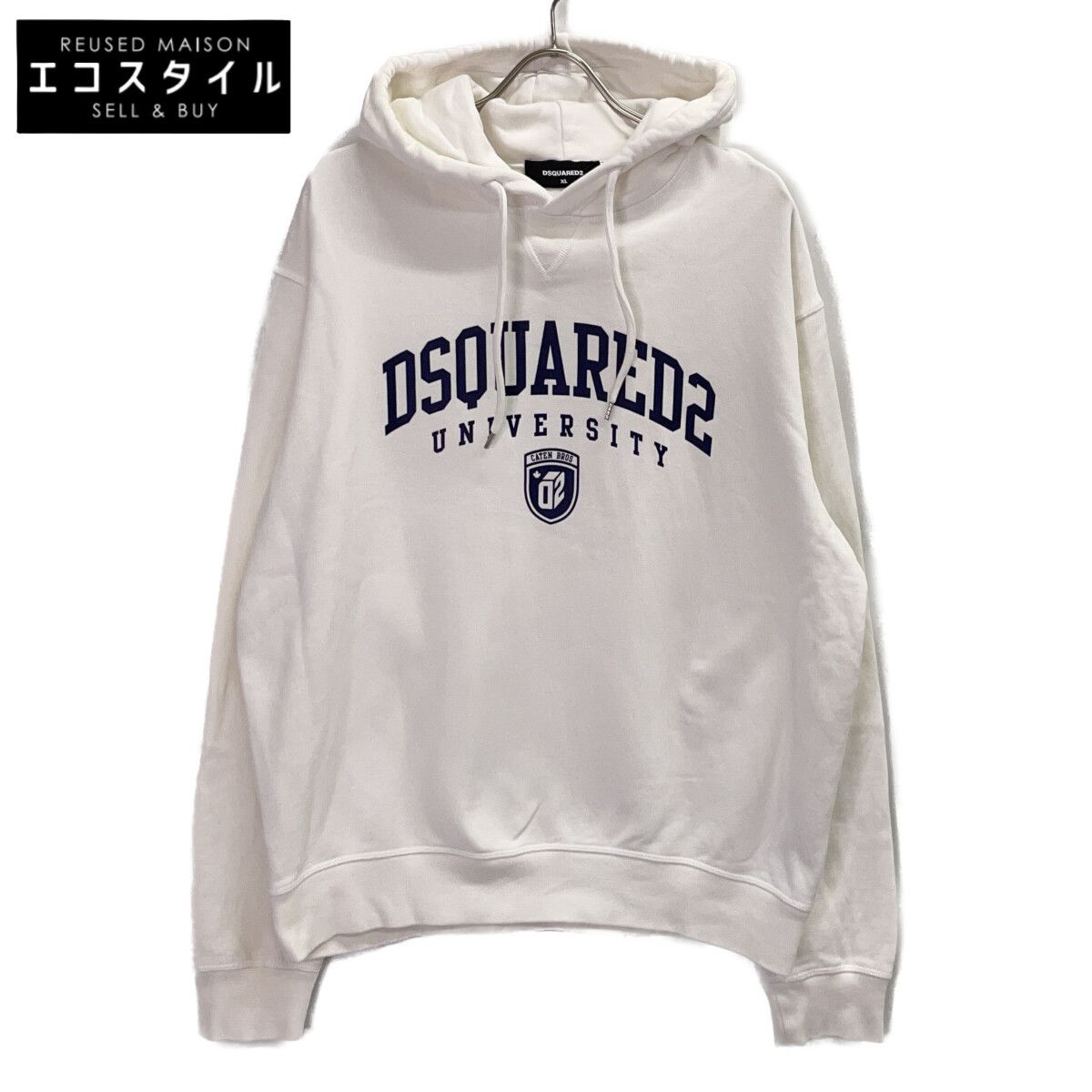 DSQUARED2　ディースクエアード　23年 S74GU0744 ホワイト ロゴ パーカー　XL