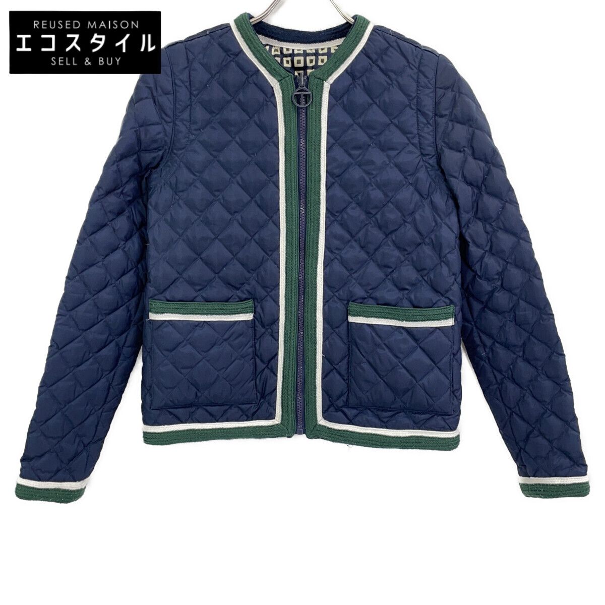 Tory Burch　トリーバーチ　39514 ネイビー キルティング リバーシブル ダウンジャケット　XS