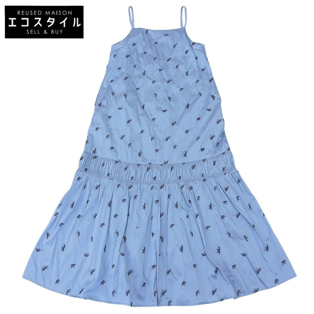 ne Quittez pas　ヌキテパ　美品 Poly Dupion Beej Embroidery Cami Dress ワンピース レディース ブルー M 010542GN6　M