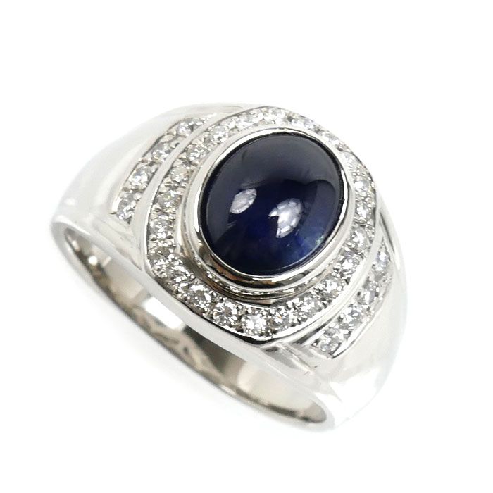 Pt900プラチナ リング・指輪 サファイア3.77ct ダイヤモンド0.38ct 19号 15.9g メンズ 中古