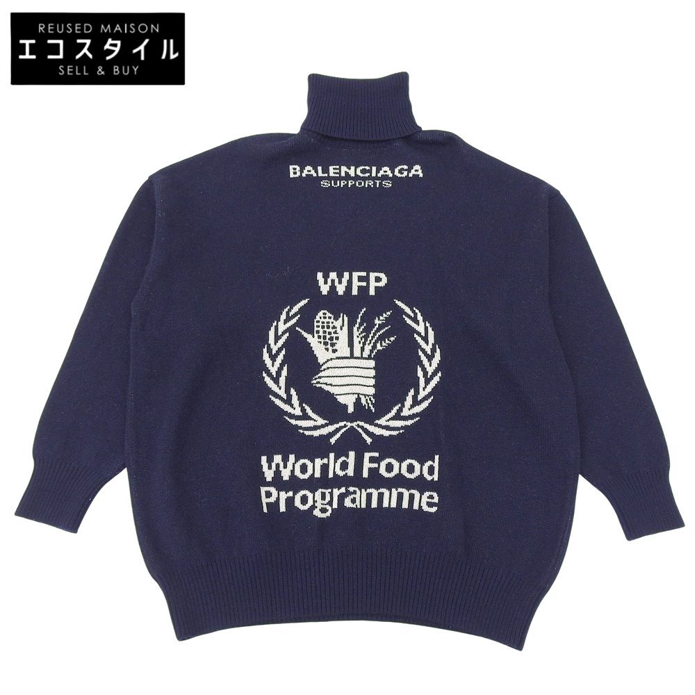 BALENCIAGA　バレンシアガ　WFPロゴ タートルネック プルオーバー ニット トップス メンズ ネイビー　―