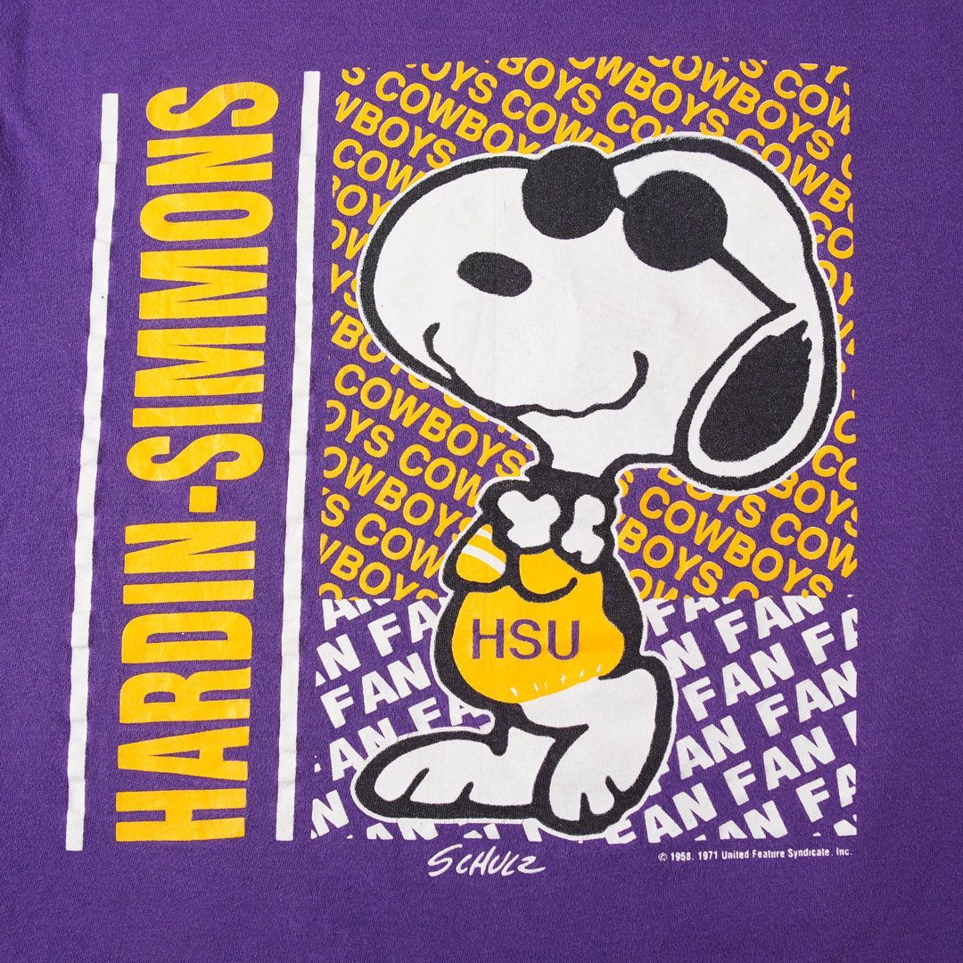 70s USA製 スヌーピー Snoopy Tシャツ L パープル ヴィンテージ