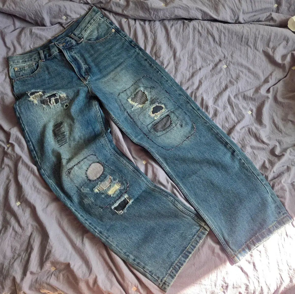パルティメント ハンドメイド パッチワーク デニム パンツ L