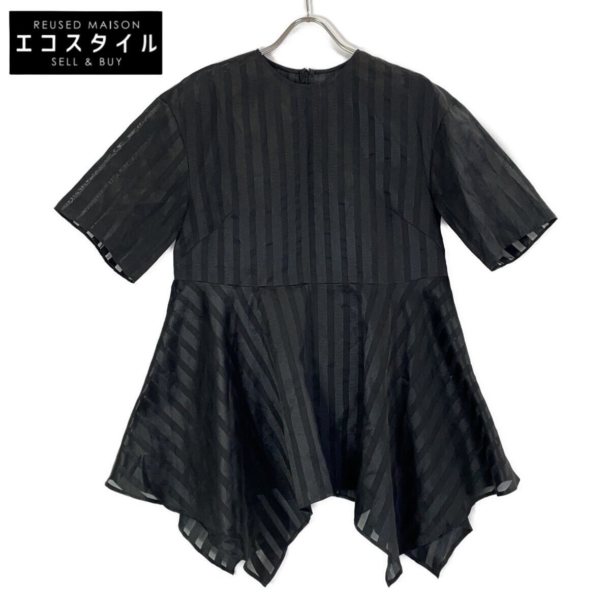 ADORE　アドーア　531-3210614 23年製 ブラック オーガンザストライプブラウス　38
