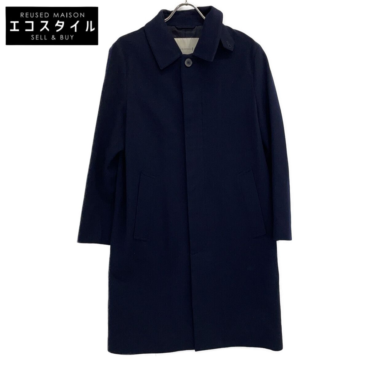 MACKINTOSH　マッキントッシュ　ネイビー ステンカラー ウールロングコート　36