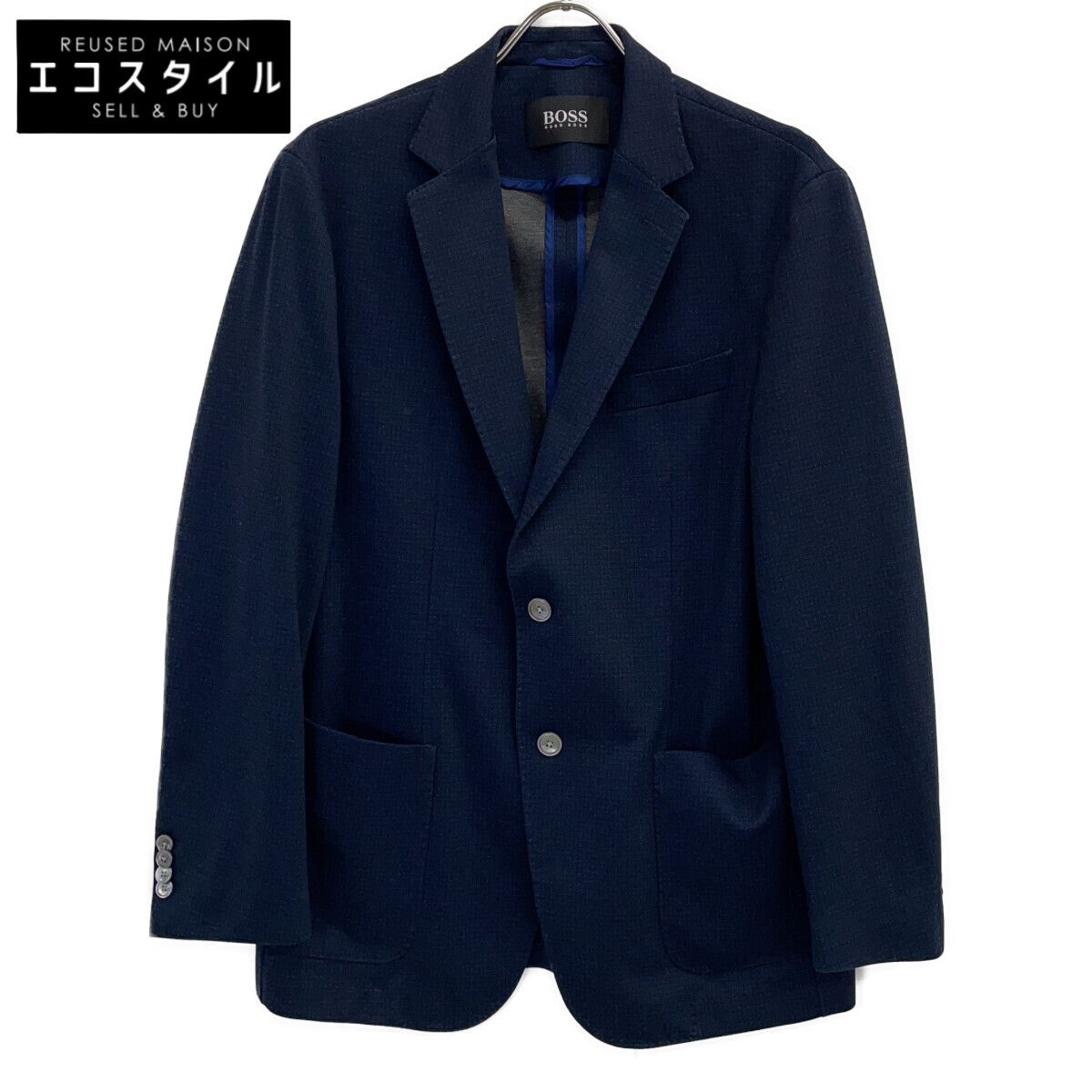 BOSS　ボス　C-Hanry-J-214 ネイビー×ブラック チェック Hanry テーラードジャケット　40