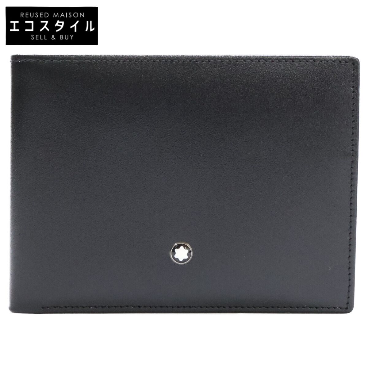 MONTBLANC　モンブラン　【新品同様】MB U0014548 ビルフォード 6CC ホワイトスター レザー 二つ折りコンパクトウォレット