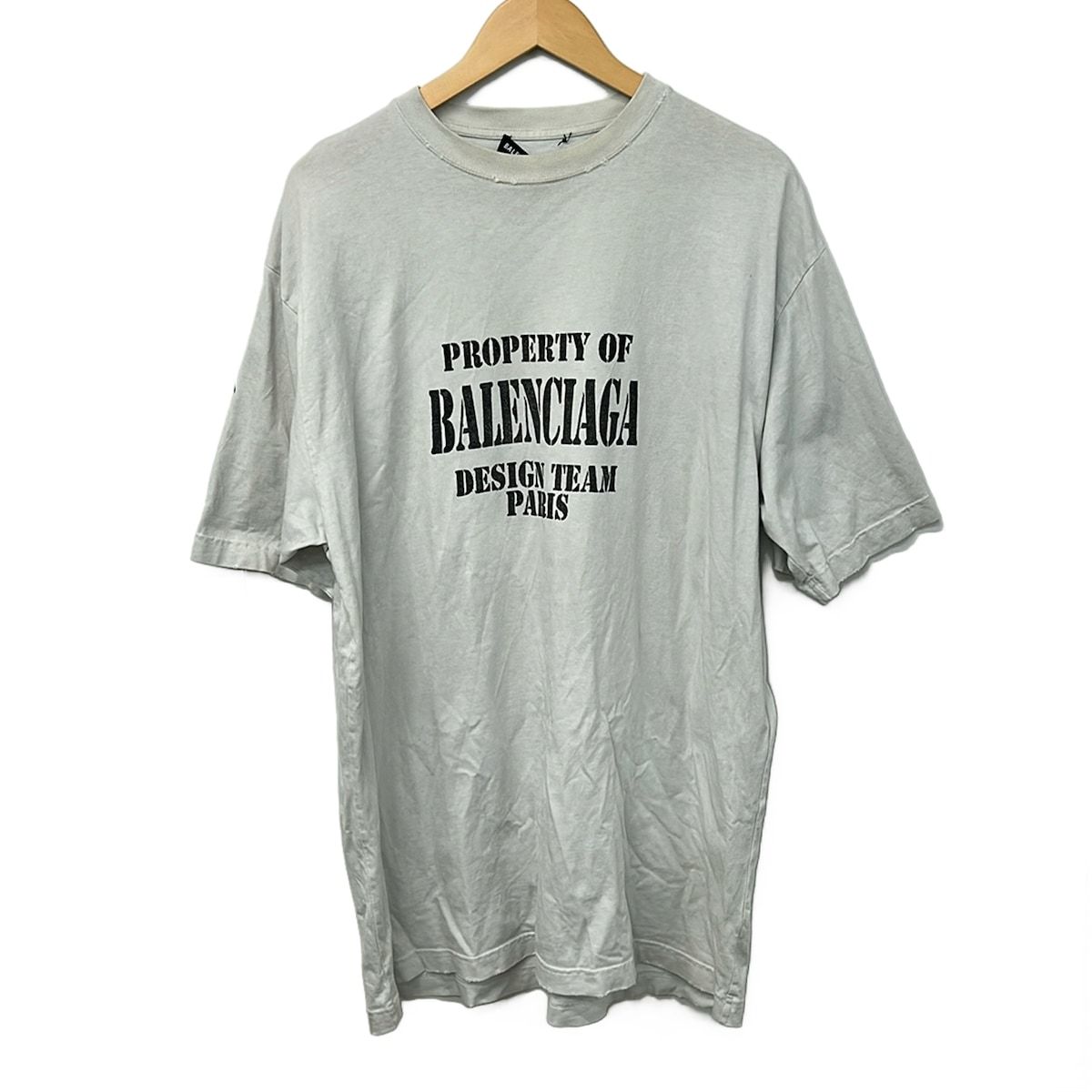 BALENCIAGA(バレンシアガ) 半袖Tシャツ サイズS メンズ - 641675TMVH8 ライトグレー×黒 クルーネック/ダメージ加工